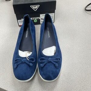 NWT DOCKSTEPS Ballet Flats Womens Size 37 Navy Slip On Suede Casual Chic